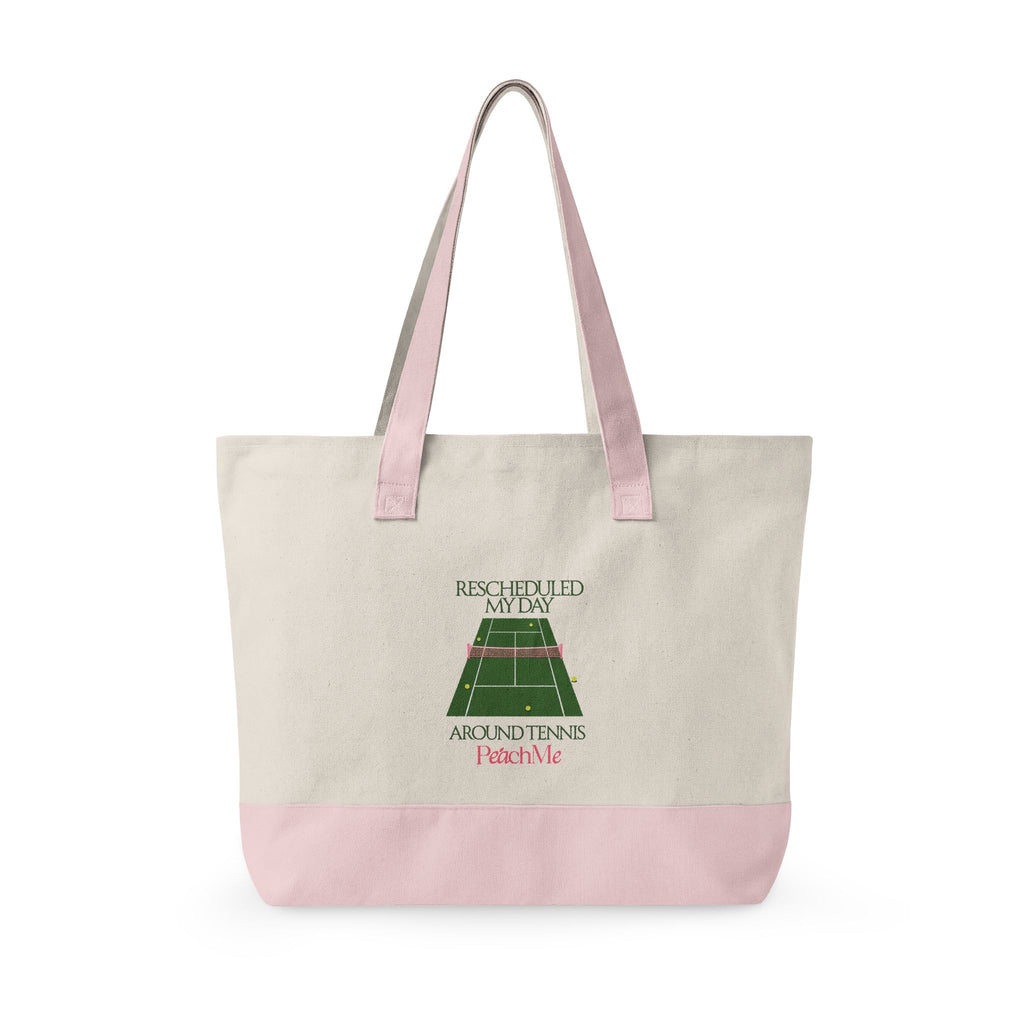 Tennis Lover Canvas Tote — "Love Club" Racket & Ball Zippered Tote