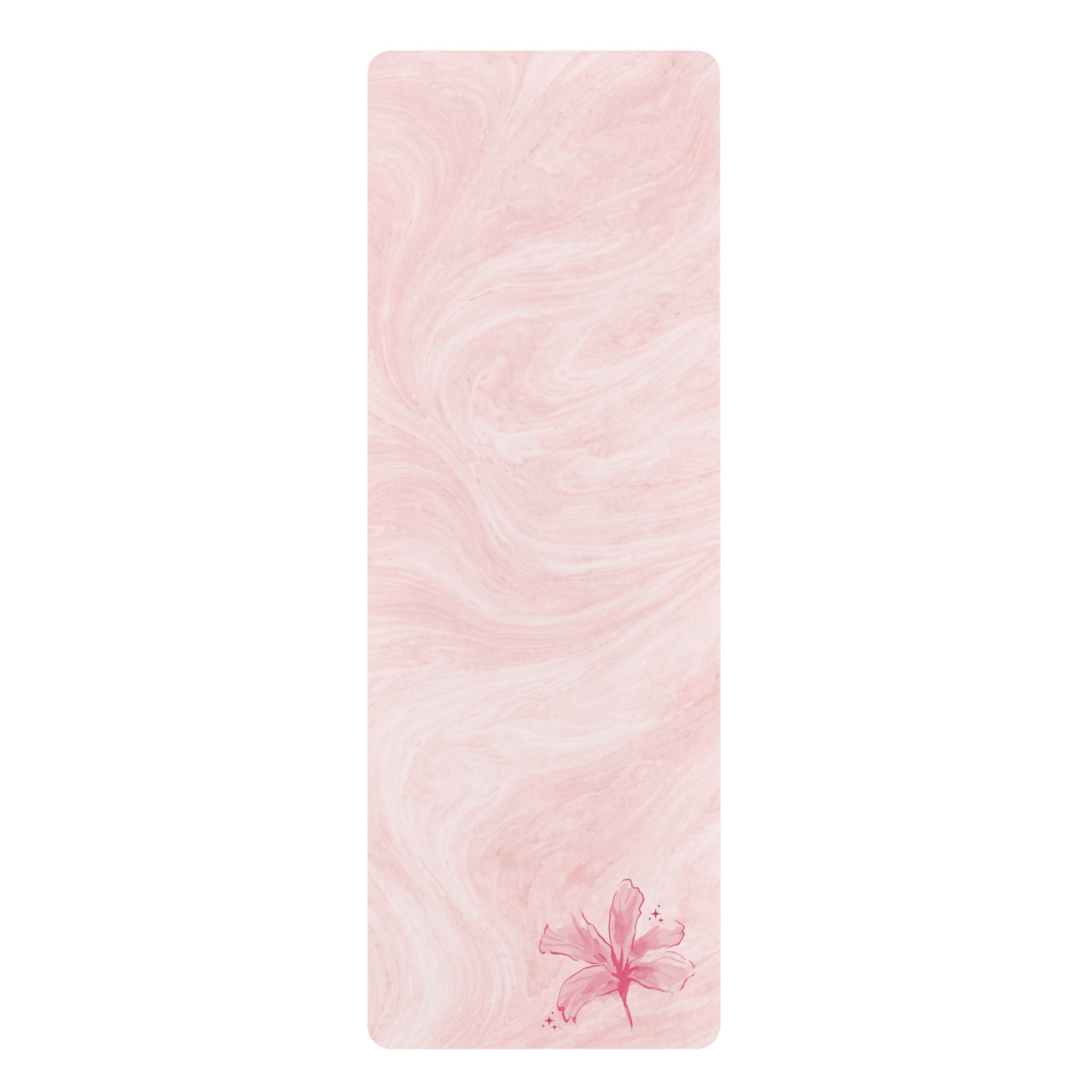 Pink Marble Floral Yoga Mat — Non-Slip Rubber Pilates Mat