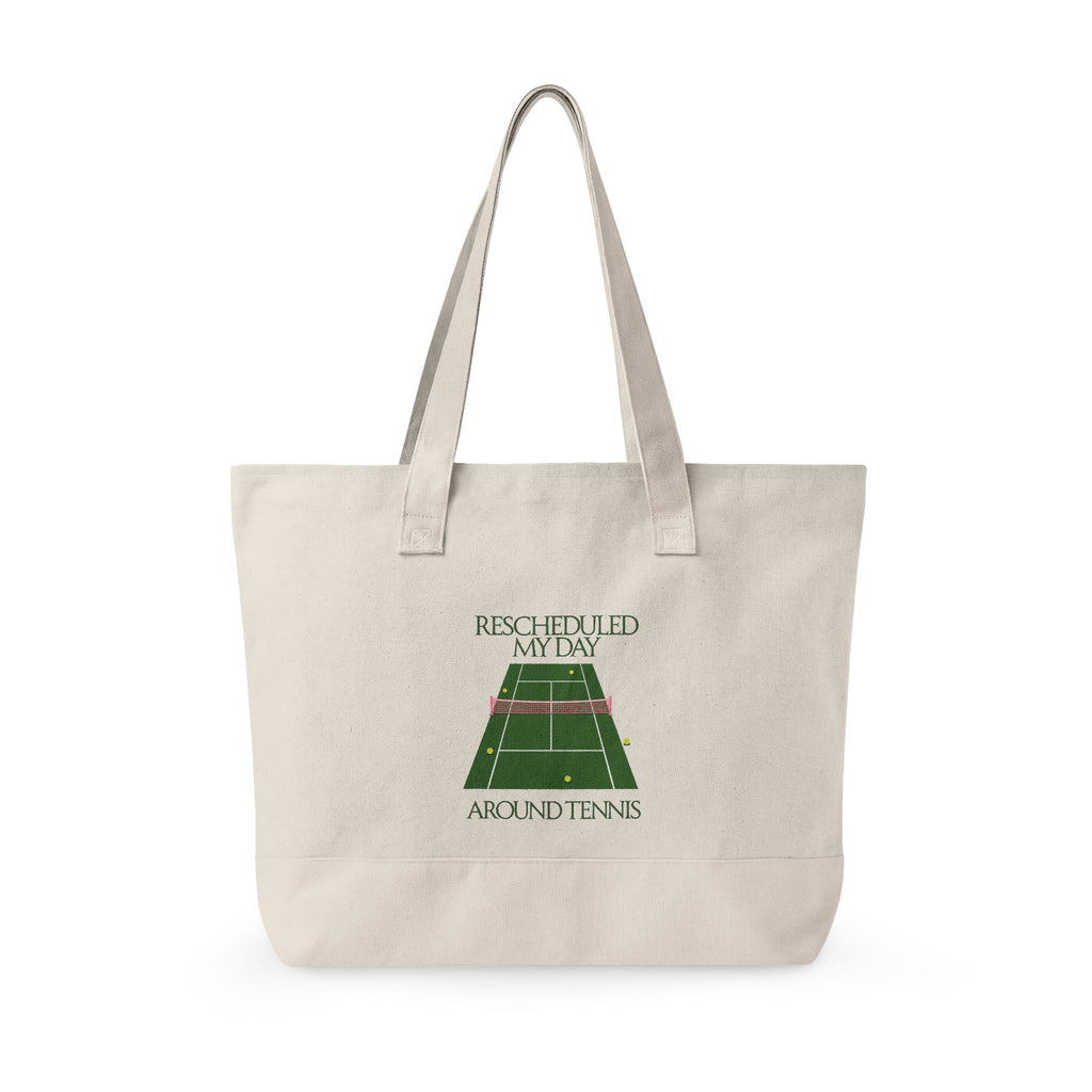 Tennis Lover Canvas Tote — "Love Club" Racket & Ball Zippered Tote