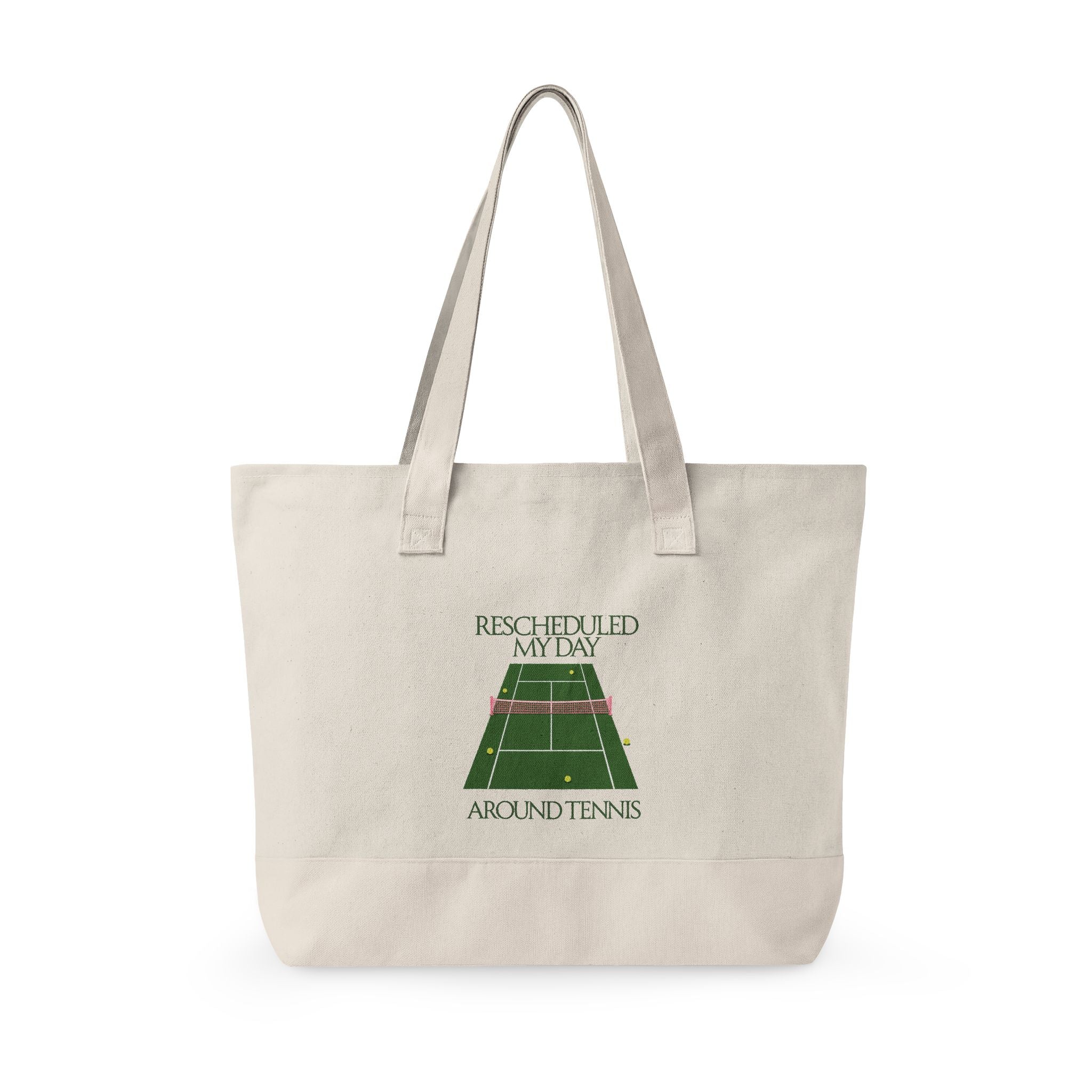 Tennis Lover Canvas Tote — "Love Club" Racket & Ball Zippered Tote