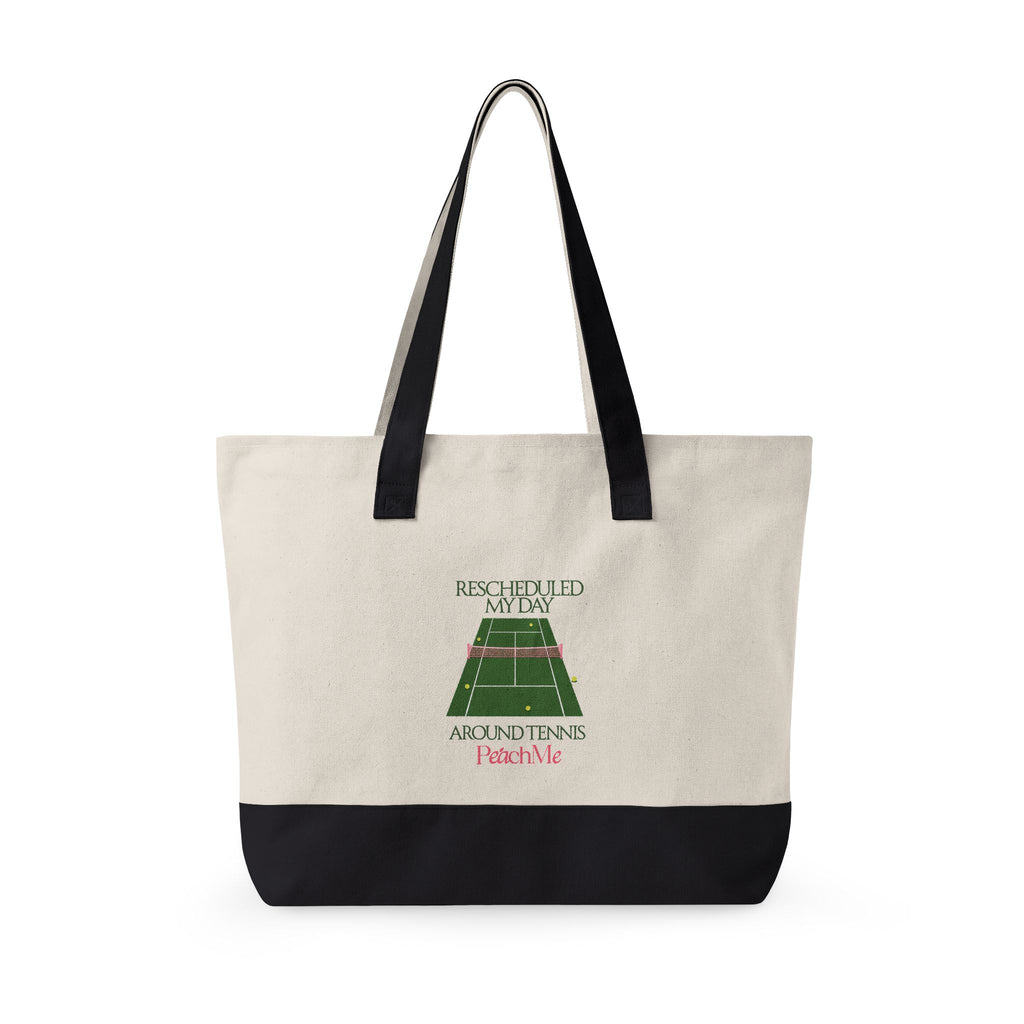 Tennis Lover Canvas Tote — "Love Club" Racket & Ball Zippered Tote