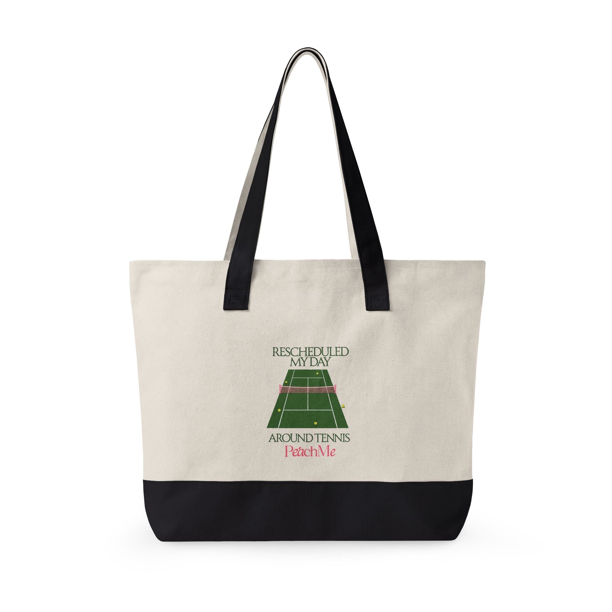 Tennis Lover Canvas Tote — "Love Club" Racket & Ball Zippered Tote