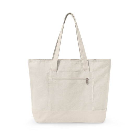 Tennis Lover Canvas Tote — "Love Club" Racket & Ball Zippered Tote
