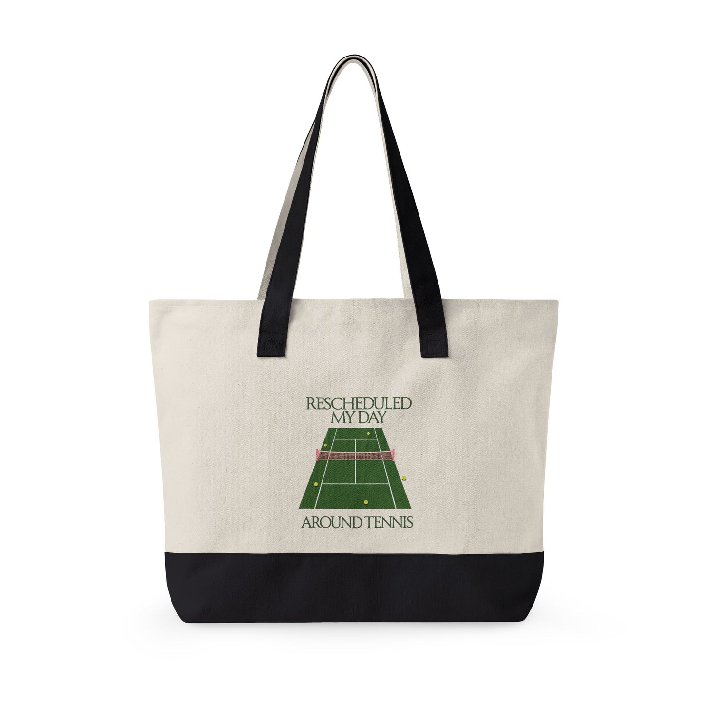 Tennis Lover Canvas Tote — "Love Club" Racket & Ball Zippered Tote