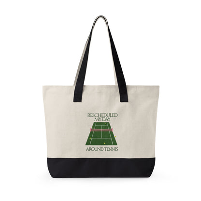 Tennis Lover Canvas Tote — "Love Club" Racket & Ball Zippered Tote