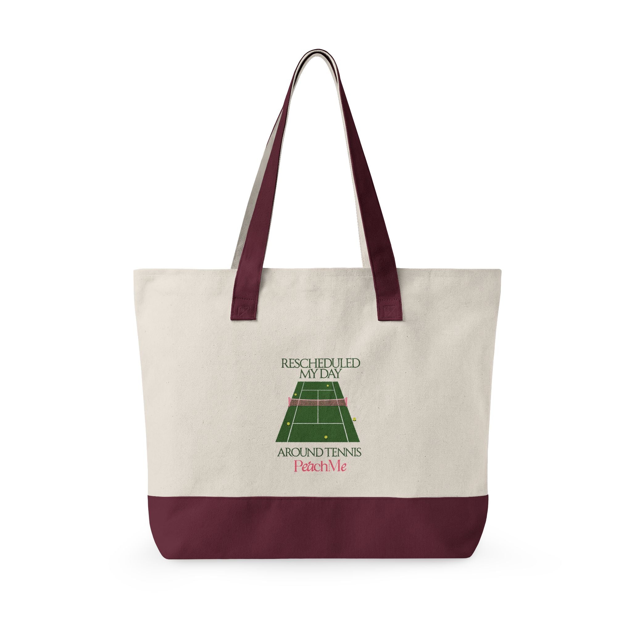 Tennis Lover Canvas Tote — "Love Club" Racket & Ball Zippered Tote