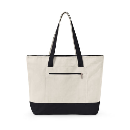 Tennis Lover Canvas Tote — "Love Club" Racket & Ball Zippered Tote