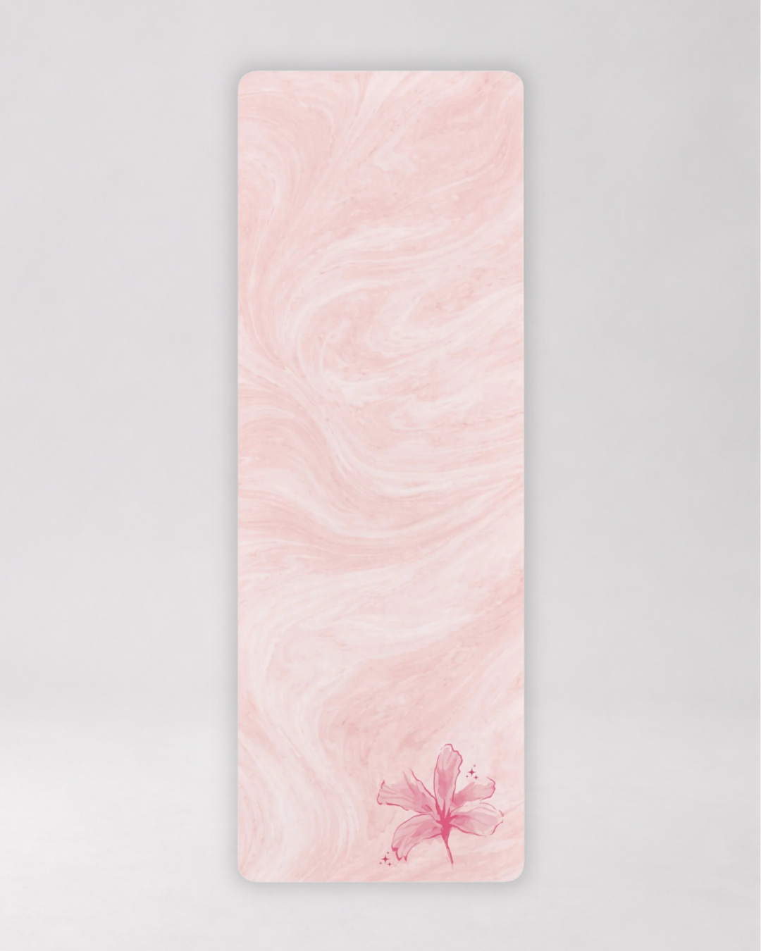 Pink Marble Floral Yoga Mat  Non-Slip Rubber Pilates Mat
