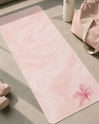 Pink Marble Floral Yoga Mat  Non-Slip Rubber Pilates Mat