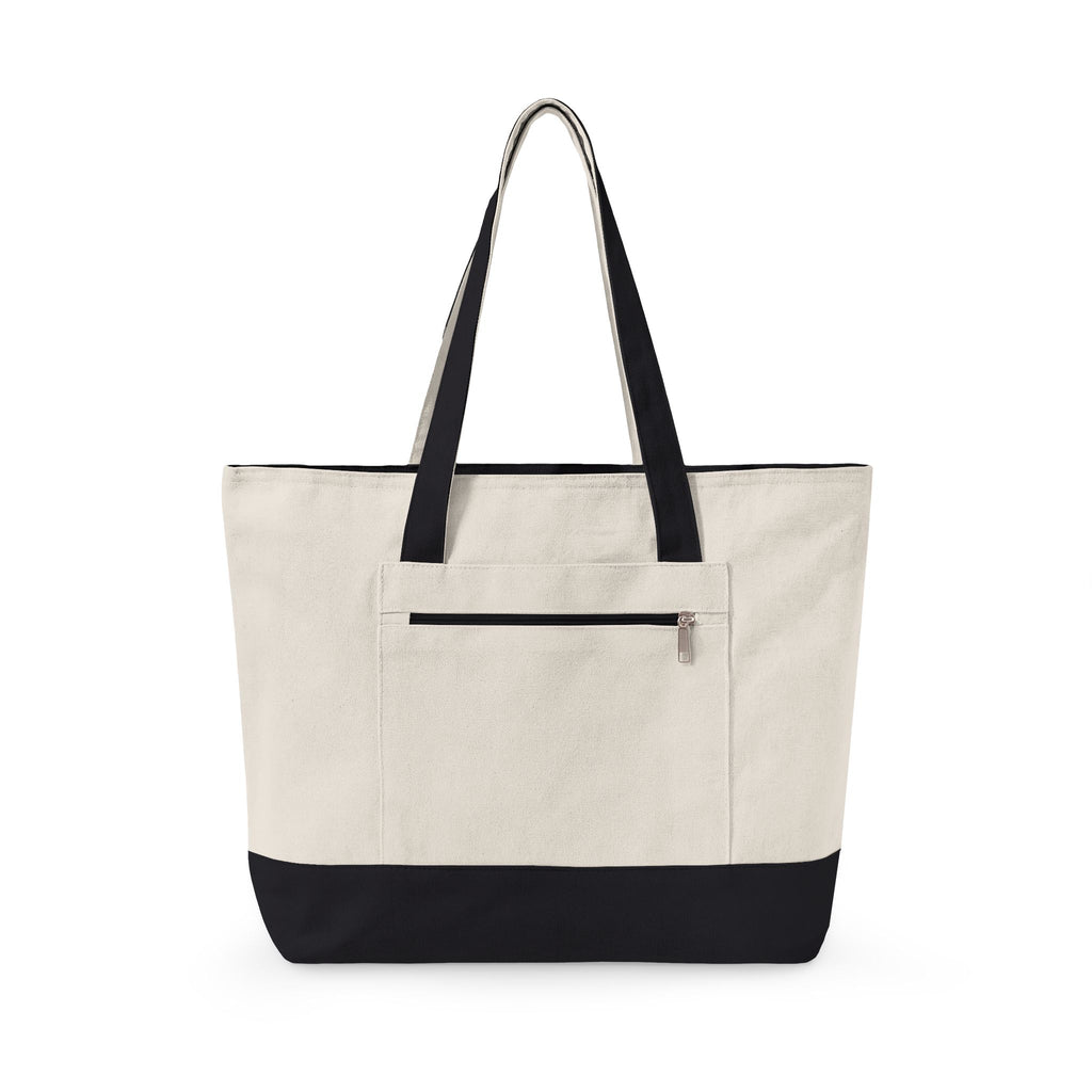 Tennis Lover Canvas Tote — "Love Club" Racket & Ball Zippered Tote